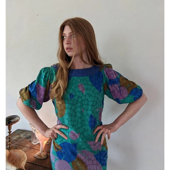 Vintage 90’s I. Magnin Flora Kung Petites silk Dress Size 2 - Picture 1 of 8